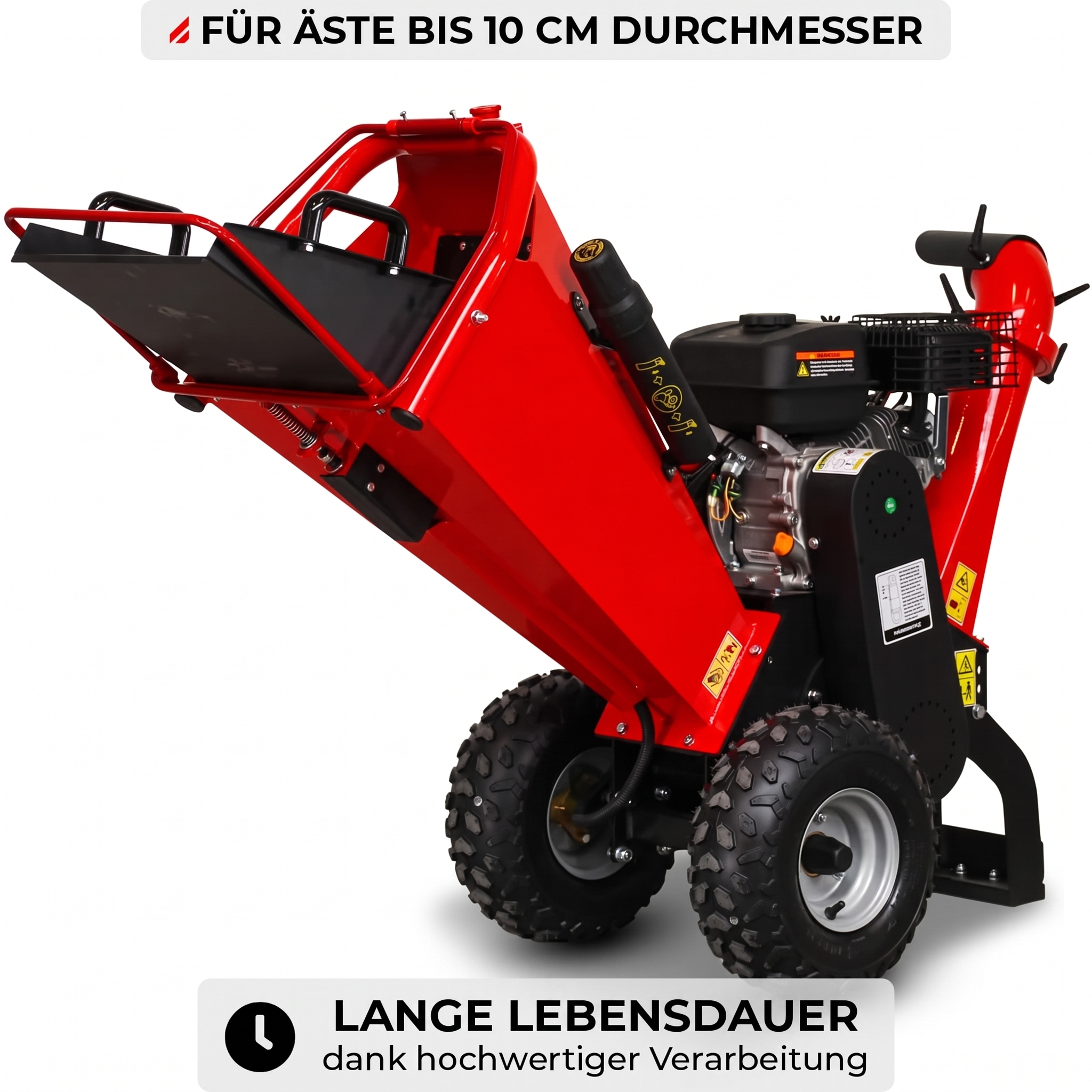 Steflio thermischer Gartenhäcksler, 196 ccm, 100 mm, Holz, Äste Ansicht