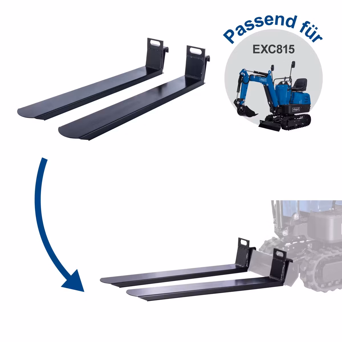 Scheppach Benzin-Mini-Bagger EXC815 XXL Set 8,5 PS 2330mm Grabweite Kettenantrieb Ansicht