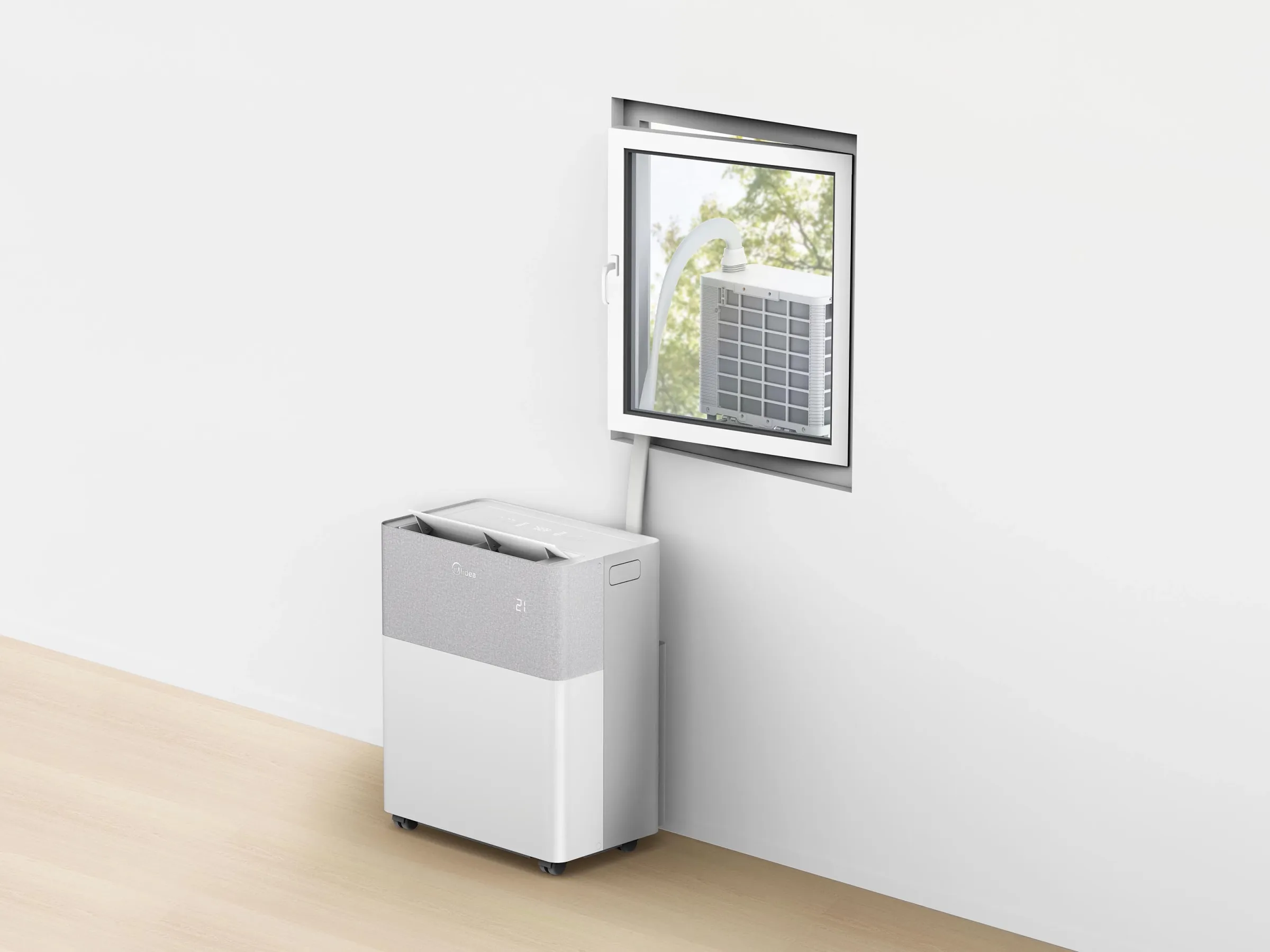 Midea Portasplit Mobiles Split-Klimagerät Inverter 12000 BTU Weiß Ansicht
