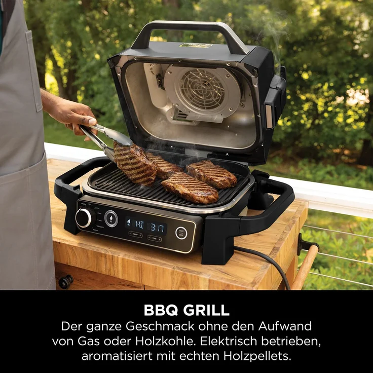 Ninja Woodfire Elektrischer Outdoor Grill und Smoker OG701DE Grau Ansicht