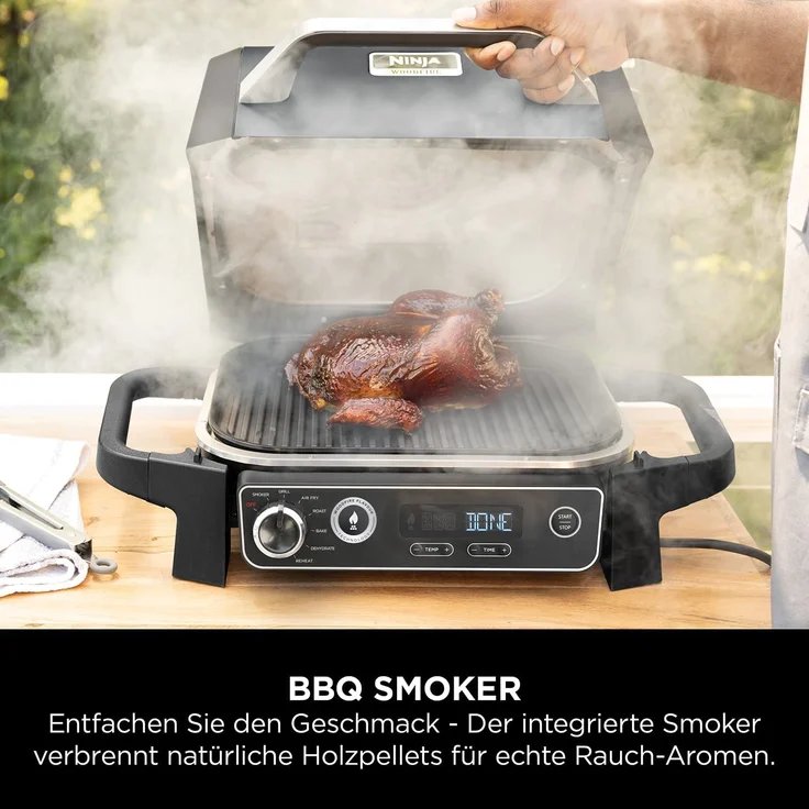 Ninja Woodfire Elektrischer Outdoor Grill und Smoker OG701DE Grau Ansicht