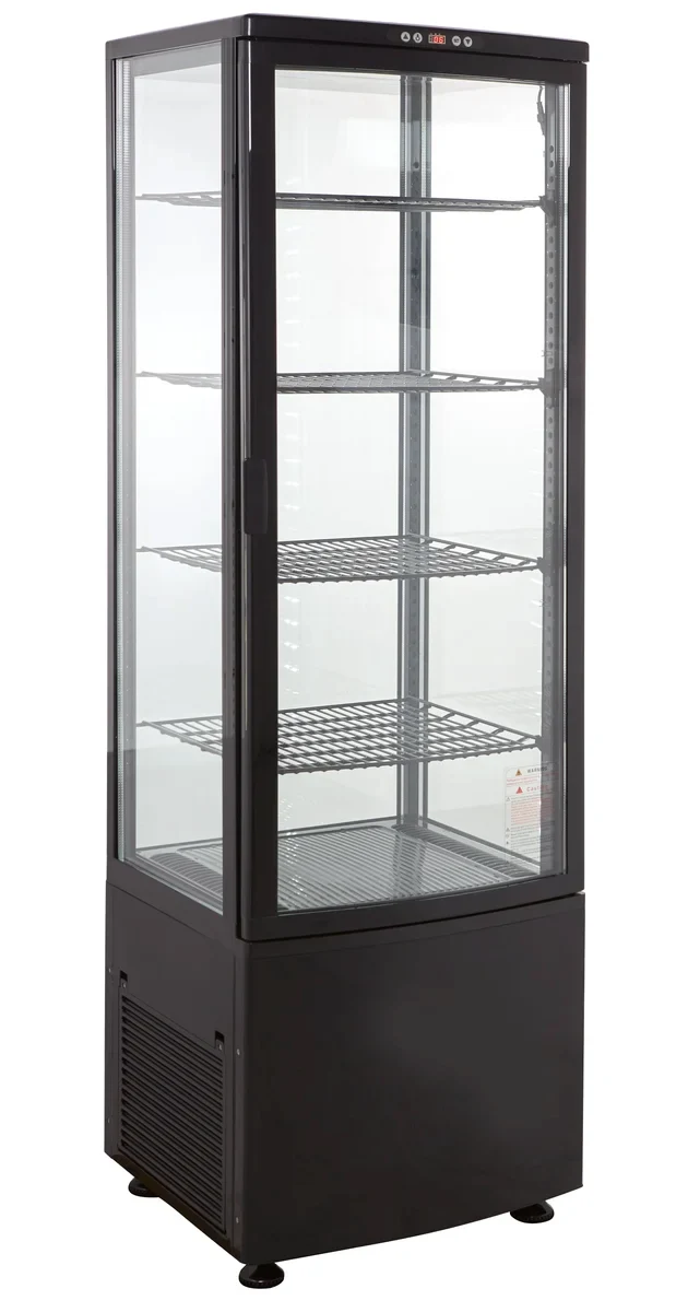 GastroHero Kühlvitrine Eco 235 Liter LED 4 Roste Schwarz Umluft KV-235S