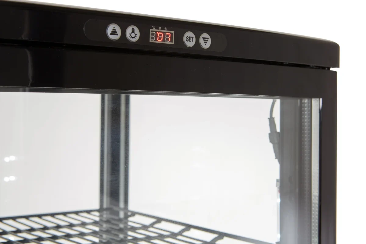 GastroHero Kühlvitrine Eco 235 Liter LED 4 Roste Schwarz Umluft KV-235S Ansicht
